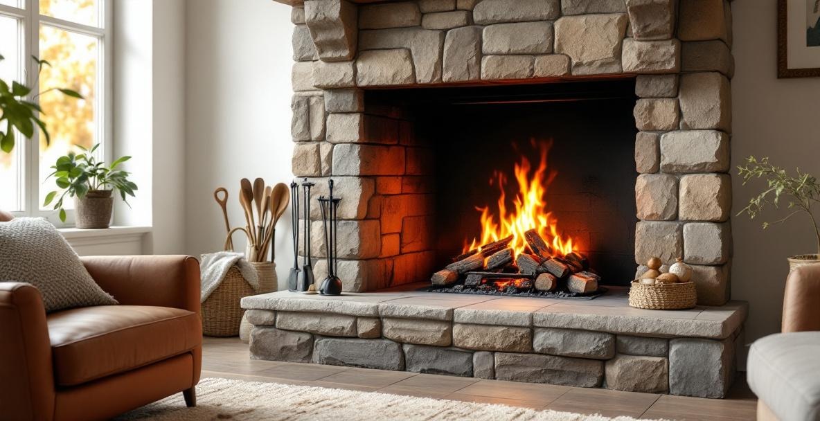 Clean and well-maintained fireplace in living room
